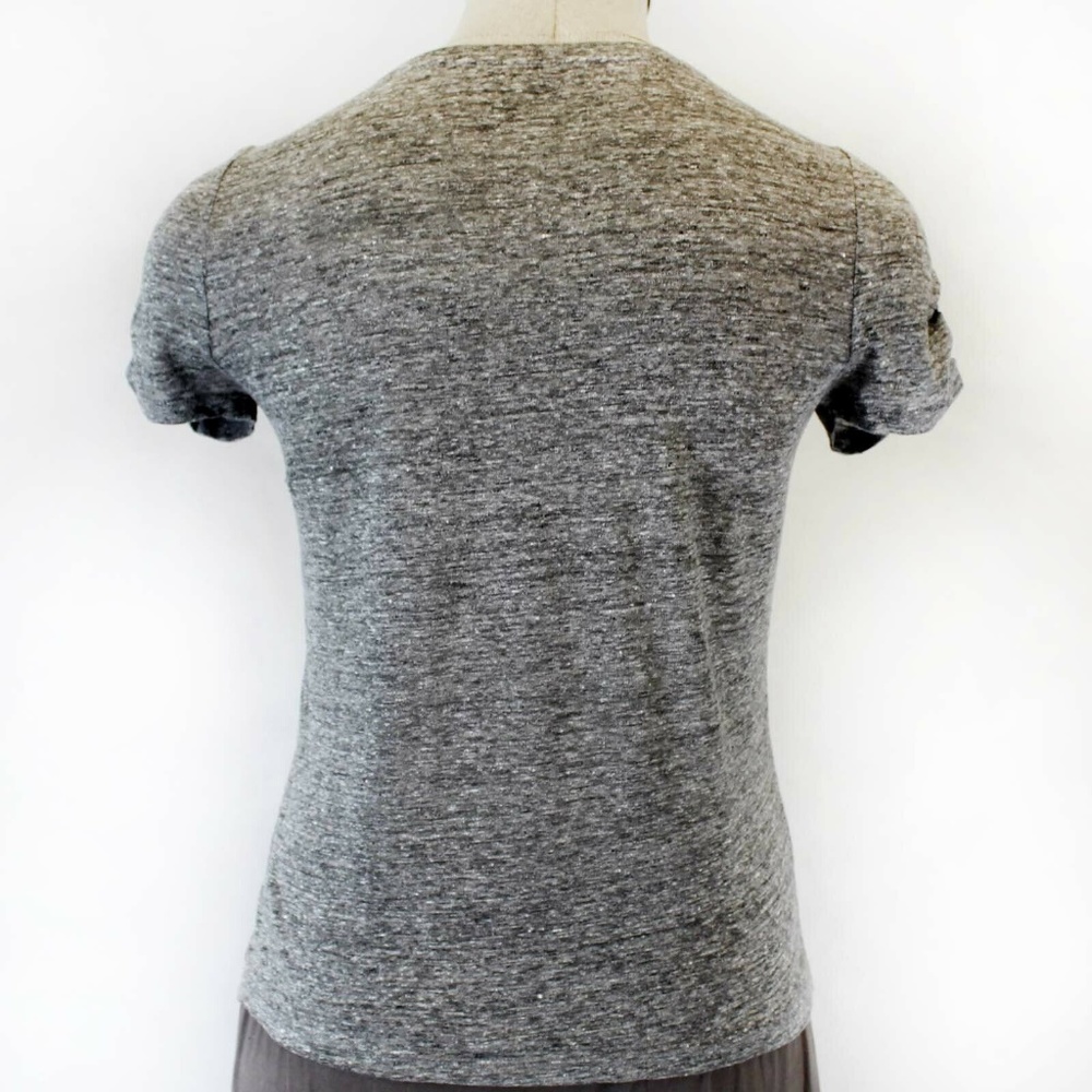 ATHLETA Women Top T Shirt Gray Linen Ruched Tee - Picture 6 of 8